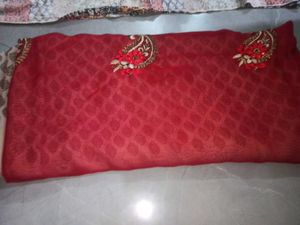 Red Embroidered Saree