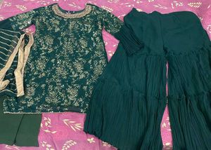 Green & Gold Indian Outfit Sharara Set