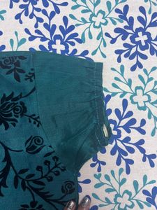 Green Top With Black Print For Women
