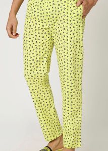 Unisex Neon Yellow Printed Lounge Pants