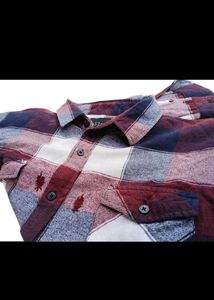 Maroon & navy plaid flannel shirt