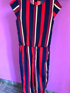 Capsleeves Striped Jumpsuit-Bust Size 32inch