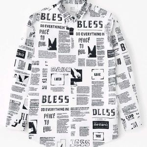 Men’s Black &amp; White Graphic Printed Shirt