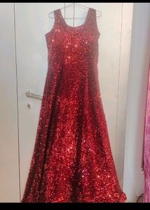 Maroon HeavyvSequin Gown With Ken Ken