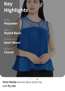 Vero Moda Gorgeous net blue Top With Lovely Back