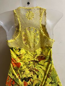 Yellow Floral Halter Dress