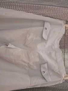 Sky blue Cotton Capri Cargos With Adjustable Waist