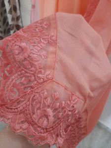 Plus Size Kurta Plazzo Set In Peach Color