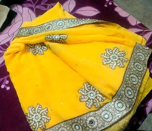 Lemon colour yellow saree