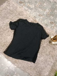 Black T-shirt with Mesh Panels