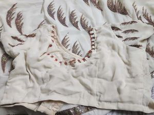 Beautiful White Saree With Blouse🥻