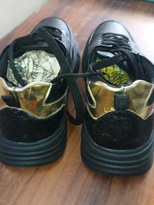 Black &amp; Gold Accent Sneakers