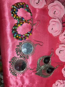 Boho Silver &amp; Black Drop Earrings