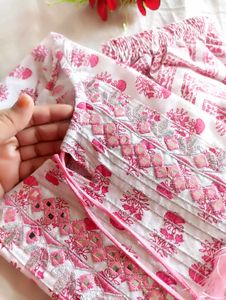 Pink Floral Cotton Kurta Set