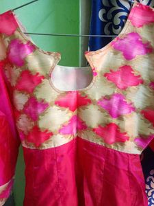 Pink Anarkali Dress with Floral Detail
