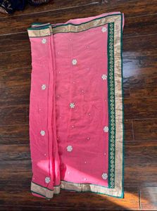 Elegant Pink Ombre Embroidered Saree