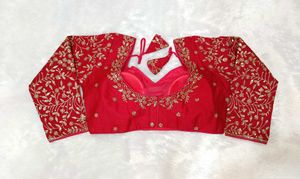 Hot Pink Embroidered Sari Blouse