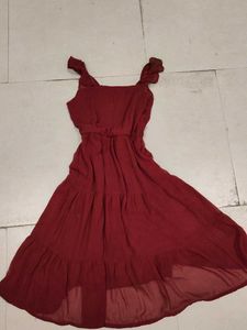 Burgundy Tiered Midi Dress