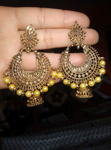 Gold And Pearl Chandbali Earrings