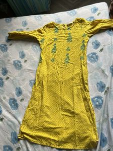 Yellow Embroidered Kurti