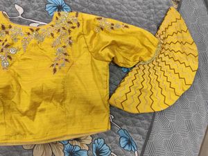 Yellow &amp; Brown Embellished Lehenga