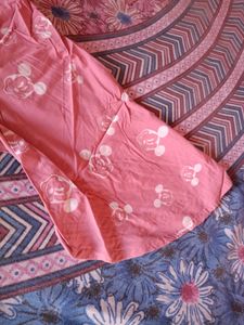 Pink Top With A Cute Print &amp; Flowy Sleeves