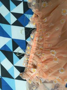 Offshoulder Printed Peach Crop Top