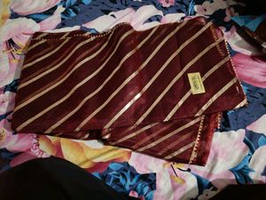 New Maroon Saree With Blouse Piece