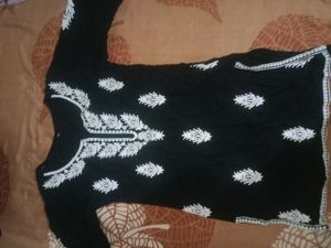 !!Short Black Chikankari Kurti!!