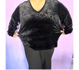 Plus Size Black Velvet Top