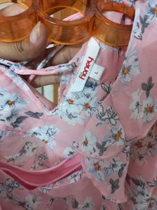 Beautiful Floral Pink Top With Bell Sleeves