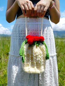 Crochet Rose Potli Sum Sling Bag