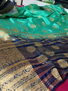 Elegant Teal Saree with Woven Design