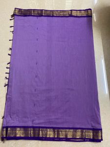 Purple Cotton Saree with Border