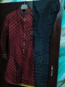 Maroon Patterned Kurta Set