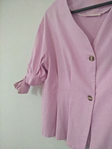 Pink Cotton-Linen Tops