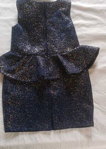 Navy &amp; Gold Peplum Dress