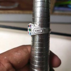 Pure Silver Multicolor 9 Precious stone Ring