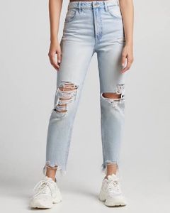 Berskha Distressed Mom-fit Jeans