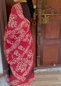 Elegant Red &amp; Black Saree