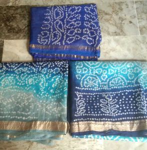 3Brand New bandhani cotton silk saree Set