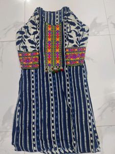 Kurti of Indigo Colour With Elegant Embroidery