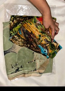 unused Floral mixed saree