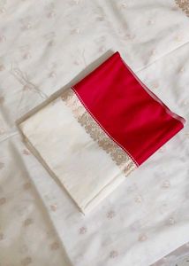 A Beautiful Red White Saree