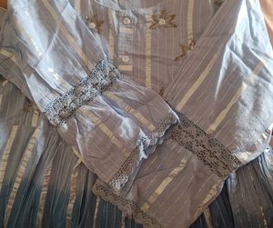 Blue Cotton Ethnic Long Gown