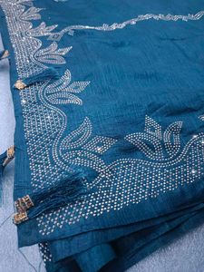 Elegant Teal Embellished Saree