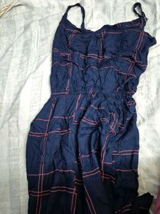 Blue Plaid Jumpsuit