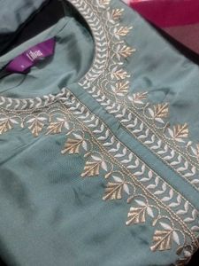 Elegant Teal Embroidered kurta Set -Libas (Size S)