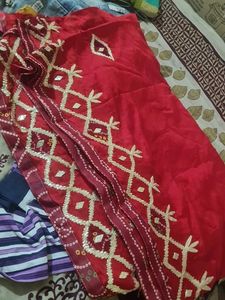 Red Embroidered Saree