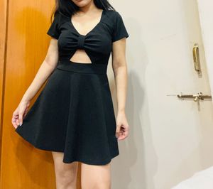 Black Bow Cutout Mini Dress